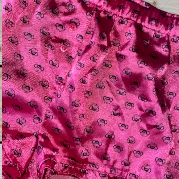 Y2K monkey pink satin shorts - Picture 2 of 4